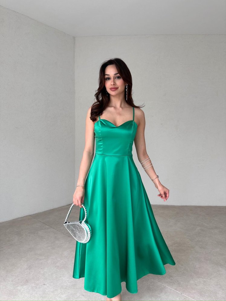 WEXLER Midi Elbise 9046 - Yeşil - Mooi Butik