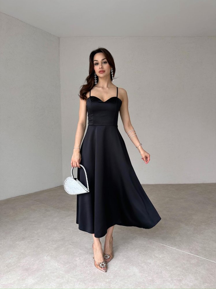 WEXLER Midi Elbise 9046 - Siyah - Mooi Butik