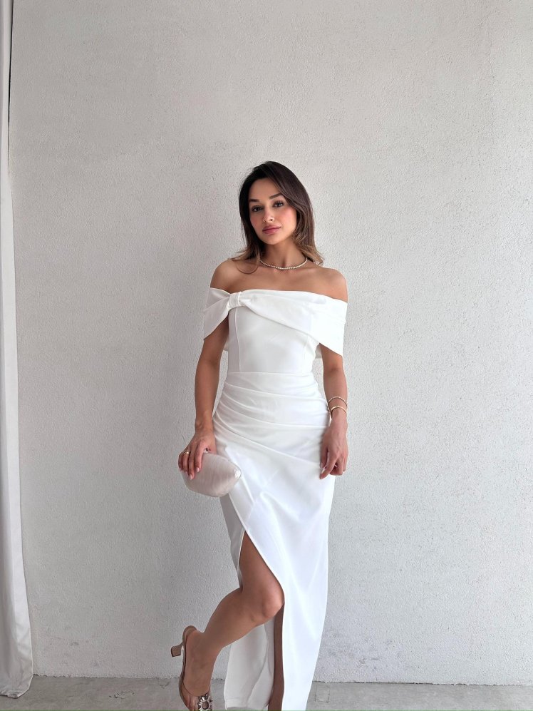 WODNEY Maxi Elbise 2212 - Beyaz - Mooi Butik