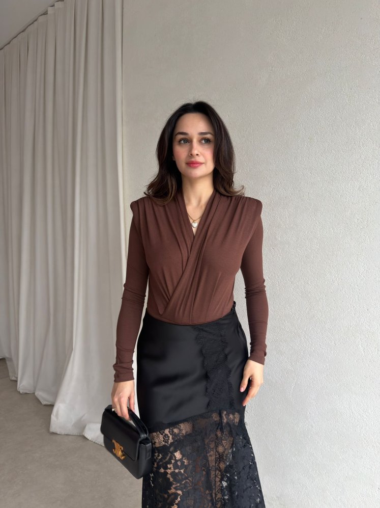 WOEN Bodysuit 8469 - Kahverengi - Mooi Butik