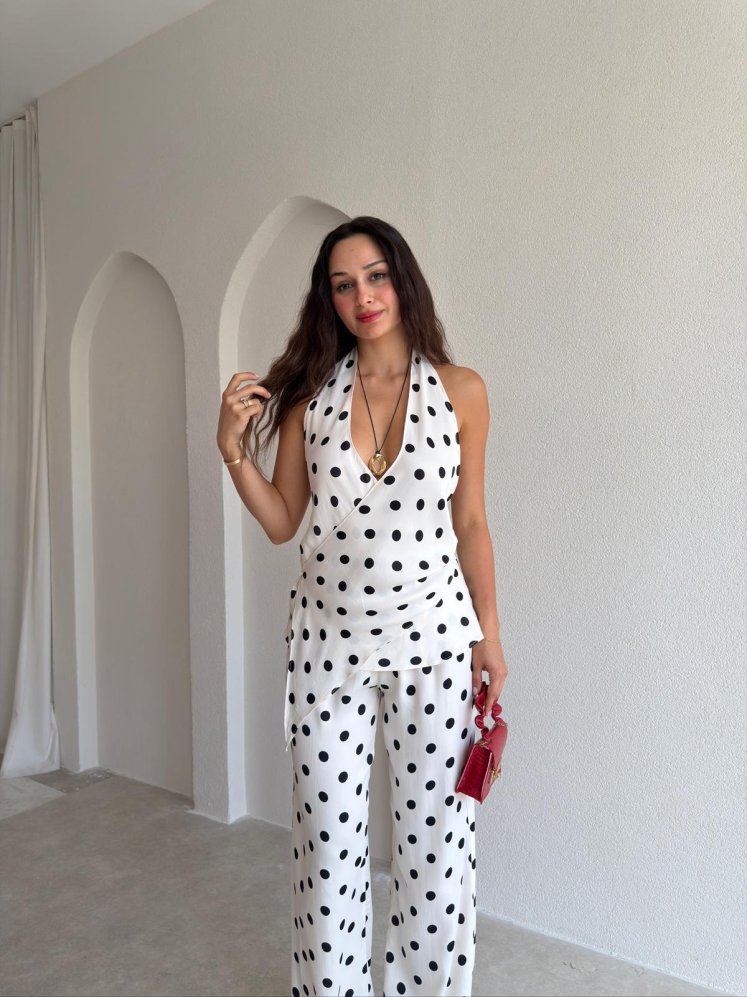 WOLVER Puantiyeli Takım 9003 - Beyaz - Mooi Butik