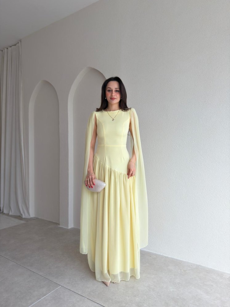 WONKA Maxi Elbise 8486 - Sarı - Mooi Butik