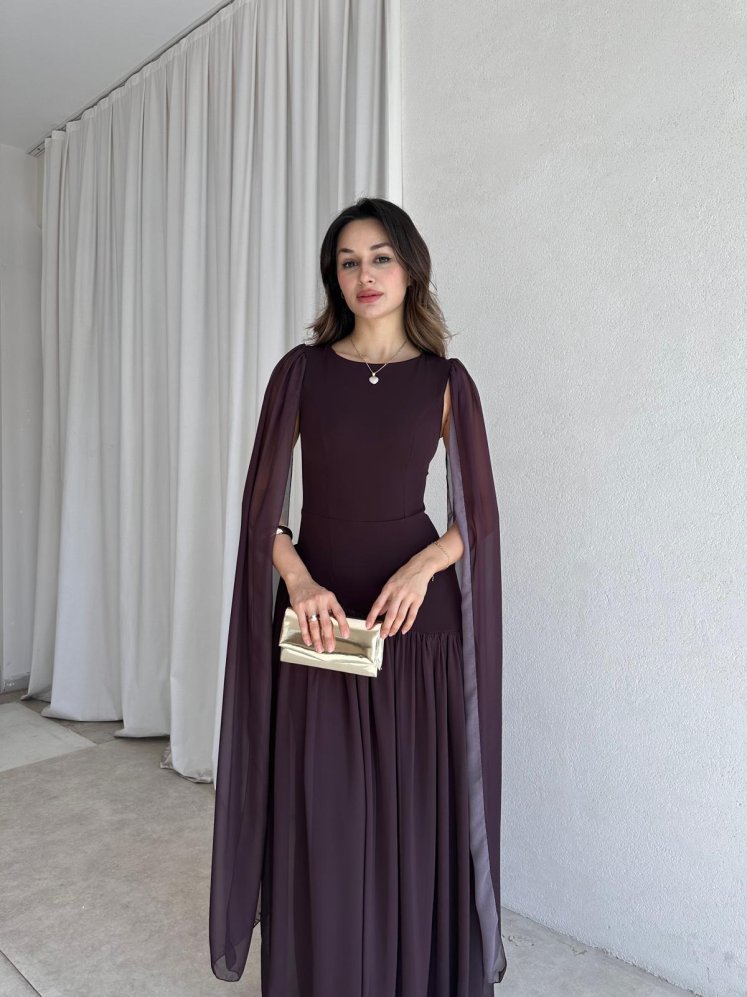 WONKA Maxi Elbise 8486 - Acı Kahve - Mooi Butik