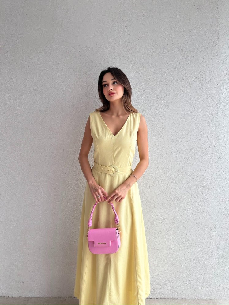 YOKANA Midi Elbise 5667 - Sarı - Mooi Butik