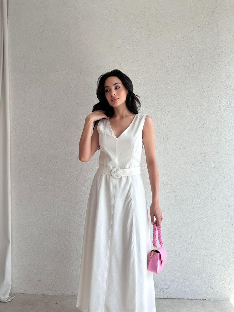 YOKANA Midi Elbise 5667 - Beyaz - Mooi Butik