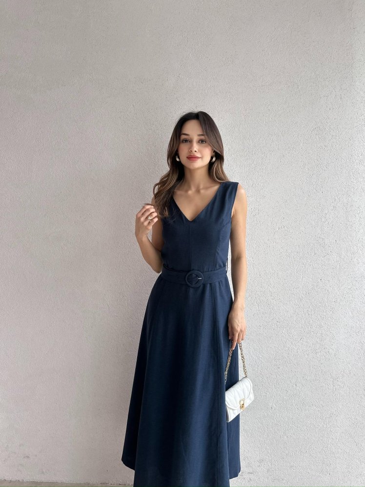 YOKANA Midi Elbise 5667 - Lacivert - Mooi Butik
