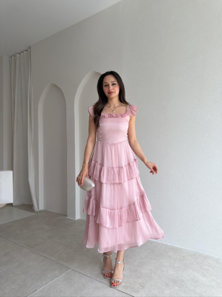 YVONNE Midi Elbise 7546 - Pudra - Mooi Butik