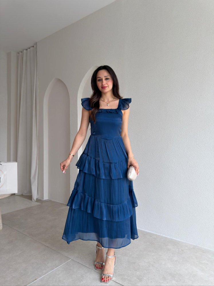 YVONNE Midi Elbise 7546 - Lacivert - Mooi Butik