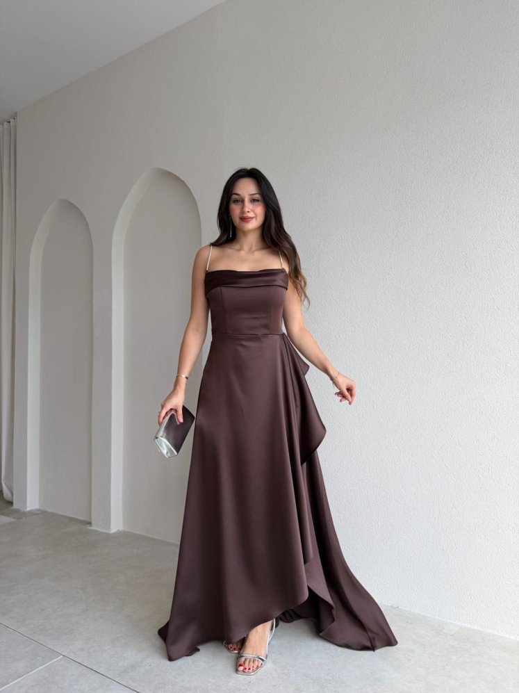 ZADİE Maxi Elbise 9632 - Acı Kahve - Mooi Butik