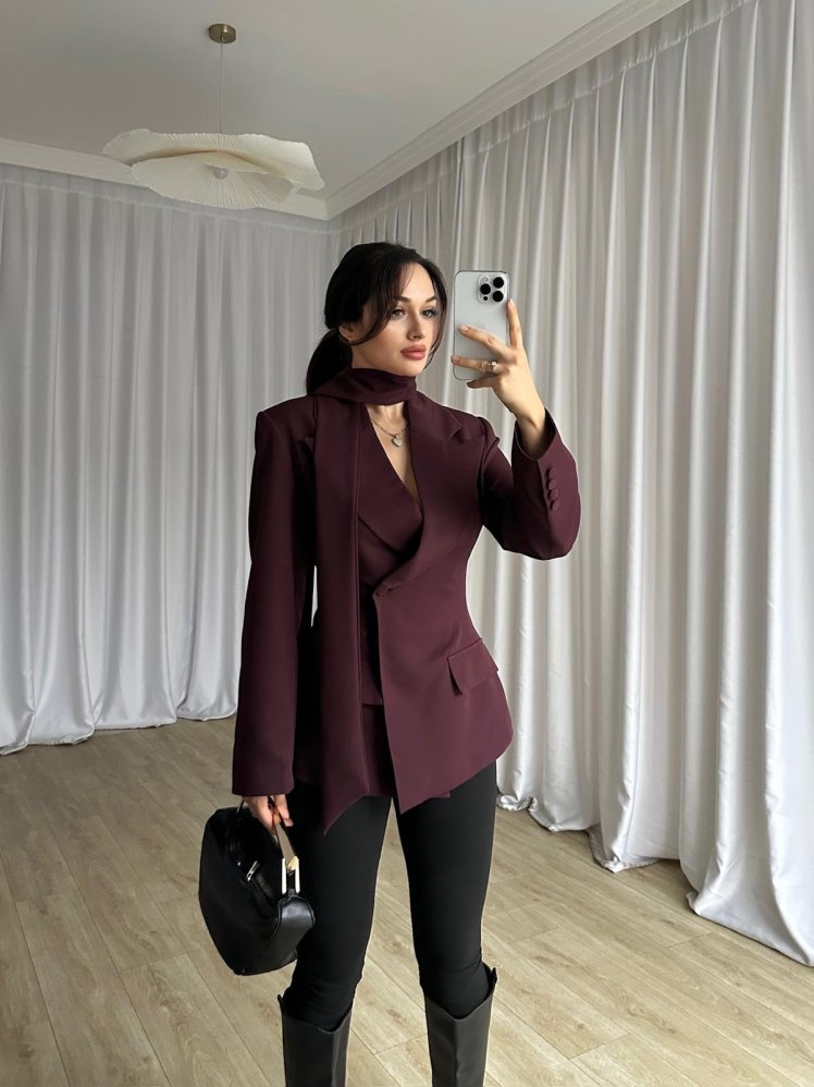 ZEGNA Şallı Ceket 8370 - Bordo - Mooi Butik