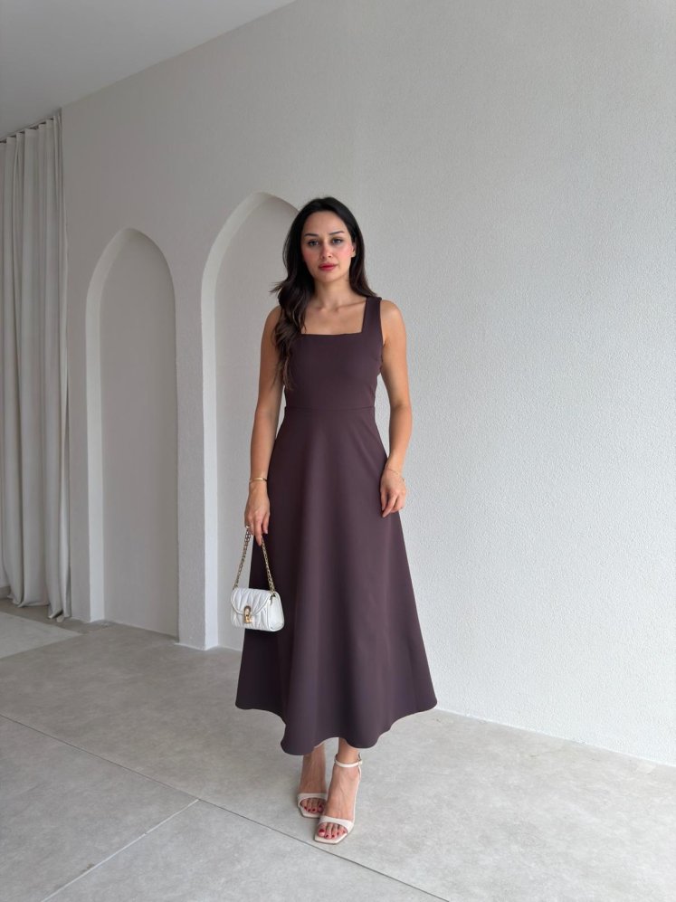 ZİVA Midi Elbise 3680 - Acı Kahve - Mooi Butik