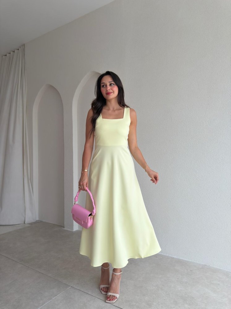 ZİVA Midi Elbise 3680 - Sarı - Mooi Butik