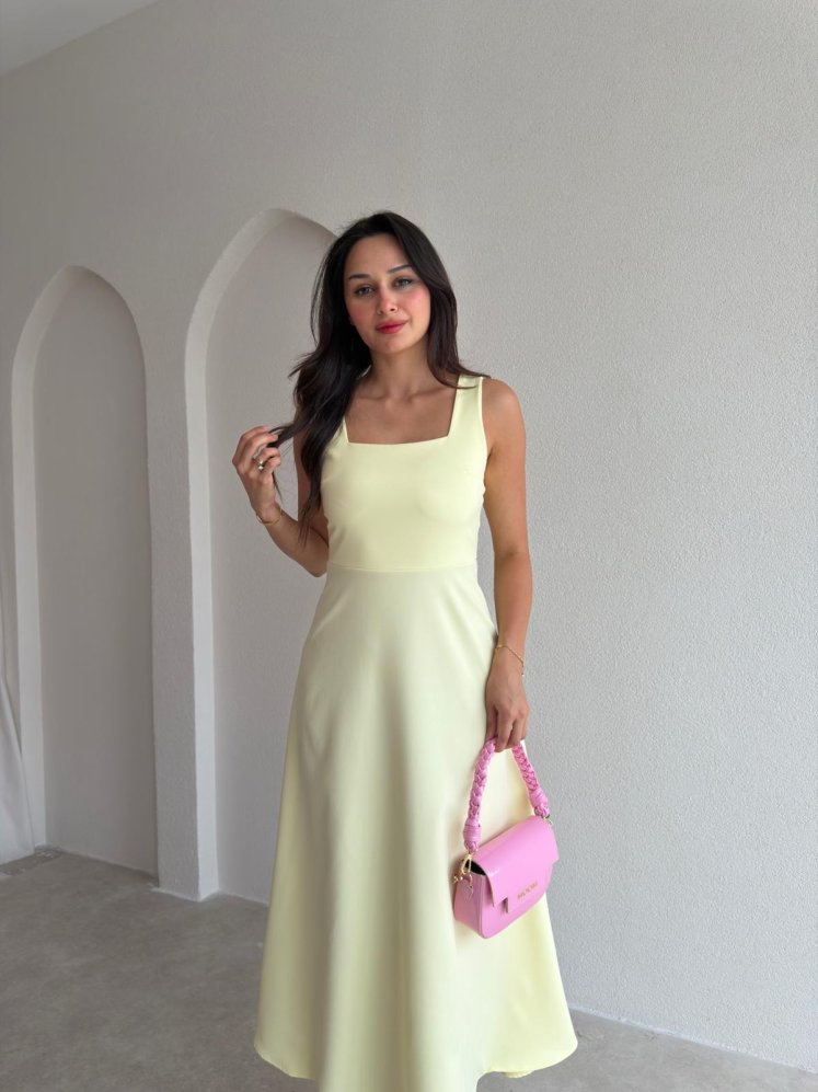 ZİVA Midi Elbise 3680 - Sarı - Mooi Butik