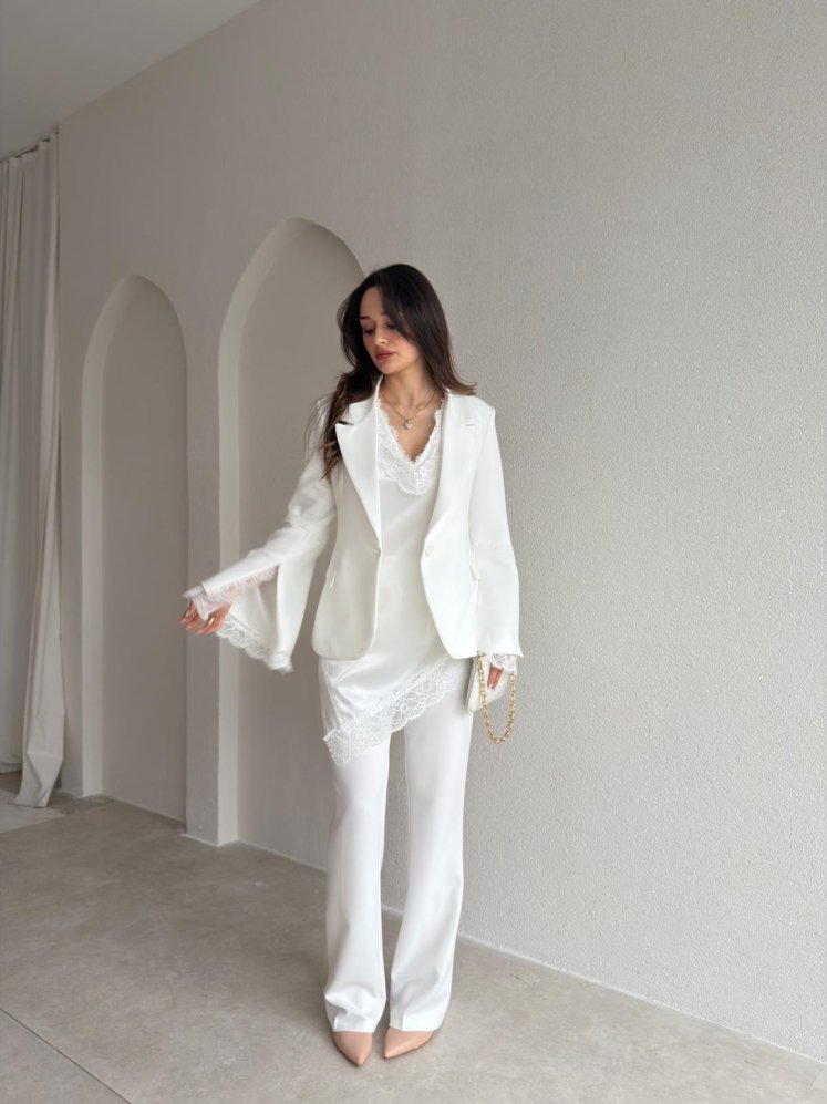 ZOEY Üçlü Takım 6881- Beyaz - Mooi Butik